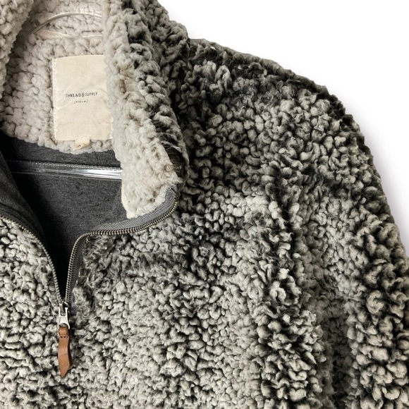 Thread & Supply Two Tone Sherpa 1/4 Zip Pullover Brown Sz M - Picture 5 of 11
